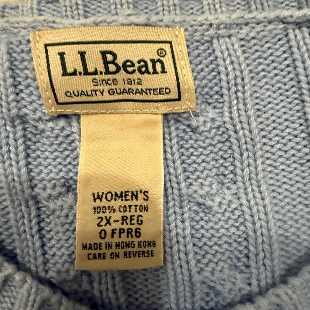 L.L.Bean 2X Light Blue Cardigan‎ 100% Cotton - Picture 2 of 5